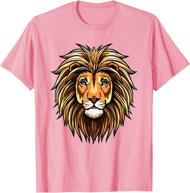 ROSS BOSS Majestic Lion Mane Detailed Art - Lions Are My Favorite T-Shirt - Pink