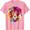 AXZ Tee Lion Series Elegant, Cool Lion Head with Bright Colorful T-Shirt - Pink