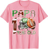 One Year Old Football Birthday Boy Matching Papa of The 1 Year Old Football Lover 1st Birthday Boy T-Shirt - Pink