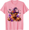 Cute and Funny Halloween Gifts Halloween Highland Cow Pumpkin Witchy Bat T-Shirt - Pink