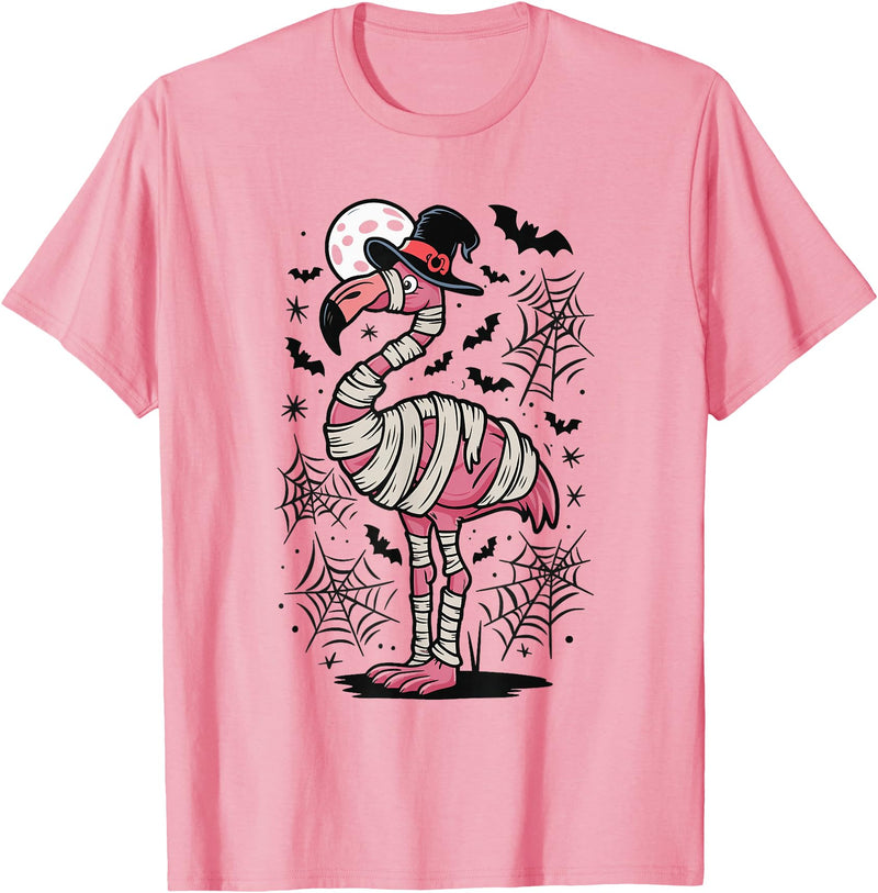 Flamingo Halloween Costume Mummy Spooky Flamingo Mummy T-Shirt - Pink