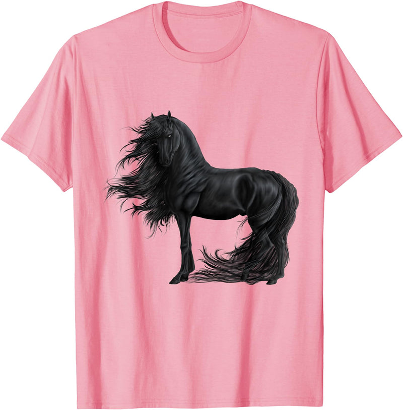 Pferdeliebhaber Geschenke Kunst Kollektion von Horse Painting Equestrian Friese Horse Rider Birthday T-Shirt - Pink