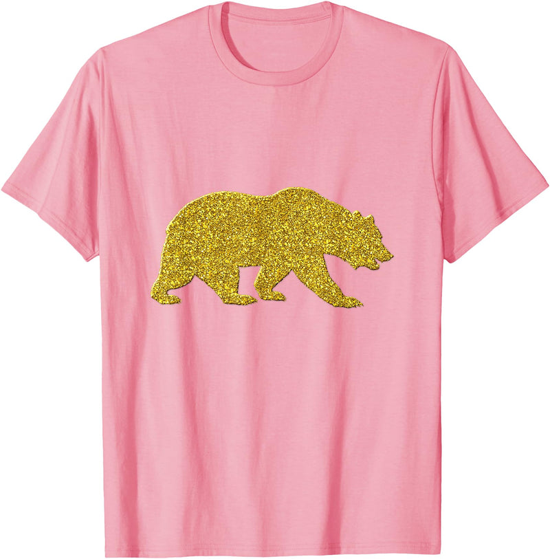 SunFrot Bear Vintage Golden Retro Animal Symbol T-Shirt - Pink