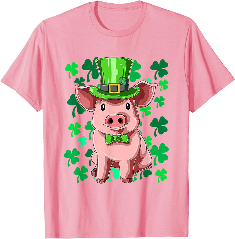St Patrick's Day Pig Leprechaun Lucky Irish Pig Farmers T-Shirt - Pink