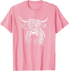 Scottish Highland Cattle Cow Merch Scottish Highland Cattle Cow Drawing T-Shirt - Pink