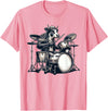 Cute Cow Playing Drums Cow Lover Apparel Cute Cow Playing Drums Cows Drummer Music T-Shirt - Pink