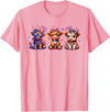 July 4th Highland Cow Farm Lovers American Costume Highland Cow Cattle Animal Lover Patriotic 4th of July T-Shirt - Pink