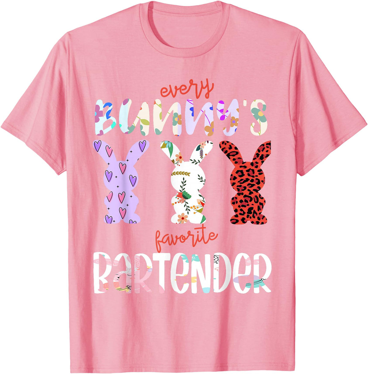 Every Bunny’s Favorite Bartender Easter Rabbit T-Shirt in Pink