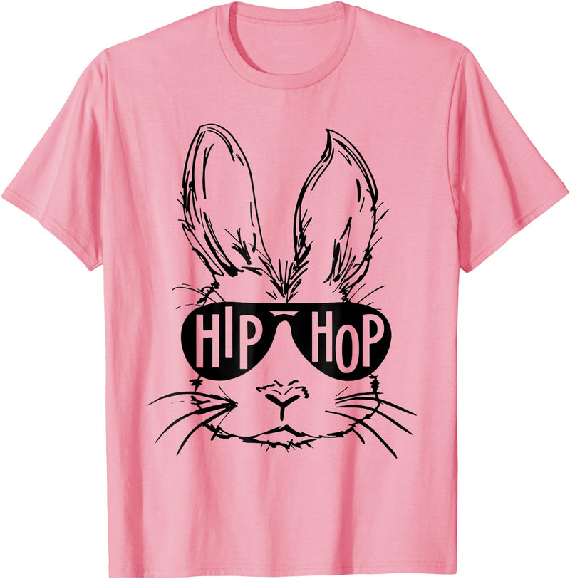 Hip Hop Bunny with Sunglasses Easter Hippity Rabbit Funny T-Shirt in Pink