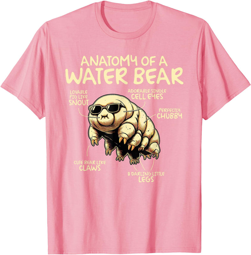 Tardigrade Water Bear Co Anatomy Of A Water Bear Funny Tardigrade T-Shirt - Pink