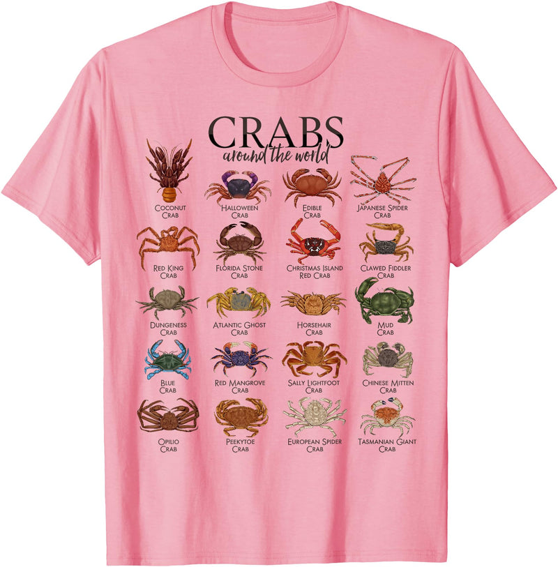 Crabs and Crustaceans Designs Colorful Crab Species - Crabs T-Shirt - Pink