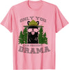LaLa Designs Only You Can Prevent Drama Llama Forest Camping Smokey T-Shirt - Pink