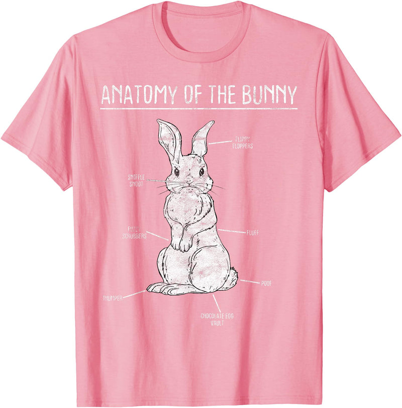 Rabbit Anatomy Bunny Lover Animal Pet Owner Gift T-Shirt in Pink