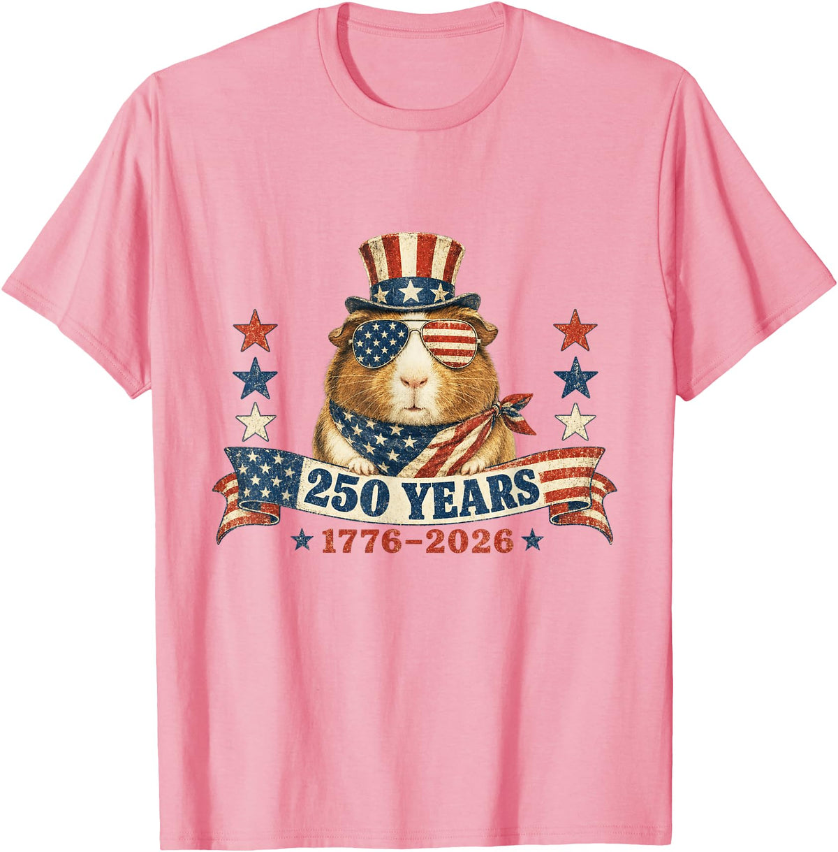 Patriotic Guinea Pig Lover Designs Funny USA Independence Day Patriotic 4th of July Guinea Pig T-Shirt - Pink