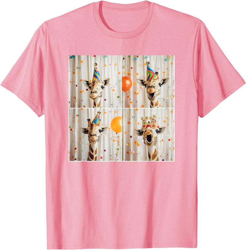 Zoo Animal Photobooth Love Giraffes Men Women Kids Happy Giraffe Face Jungle Animal Selfie Birthday Giraffe T-Shirt - Pink
