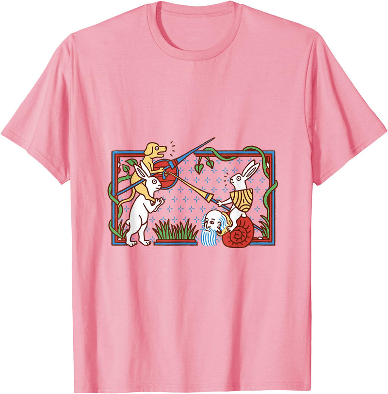Knights Templar Rabbit - Medieval Renaissance Fair T-Shirt in Pink