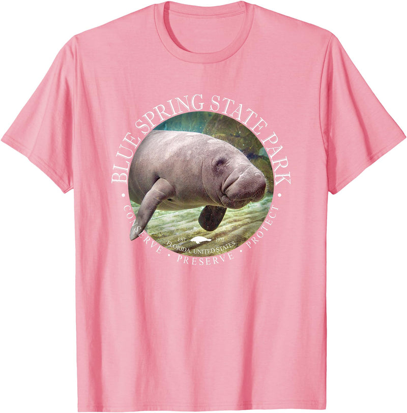 Blue Spring State Park Sea Cow Florida Blue Spring State Park Orange City Florida Manatee Sea Cow T-Shirt - Pink