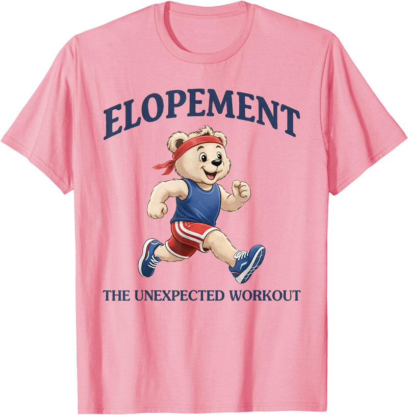 Funny Bear Running Autism Support Squad Autism Neurodiversity Bear Elopement The Unexpected Workout T-Shirt - Pink