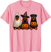 Halloween Shirt With Dogs Dog Ghost Shirt, Cute Halloween Rottweiler Ghost Dog Mom T-Shirt - Pink
