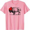 Buffalo Beanie Buffalo Wearing a Beanie Stocking Hat T-Shirt T-Shirt - Pink