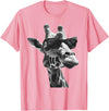 Safari Animal Art Giraffe with Sunglasses Wildlife Safari Giraffe Animal Lover T-Shirt - Pink