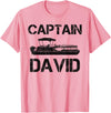 Custom Boat Captain Personalized Name Designs Captain David Pontoon Personalized Boat Name Fishing Trip T-Shirt - Pink