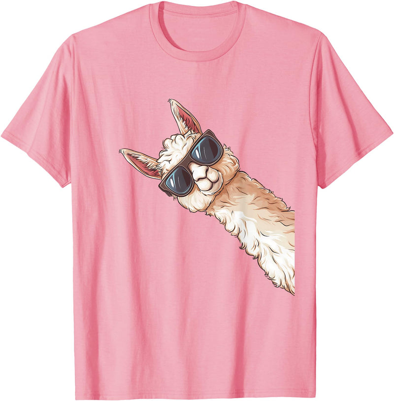 Ällamaco. Llama Alpaca Lama Sunglasses T-Shirt - Pink