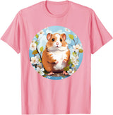 Cool Spring Flowers with Hamster for Season Lovers T-Shirt - Pink