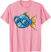 Fish with diving Googles Outfit Funny Fish Face Outfit for Summer and Fishes Lovers T-Shirt - Pink