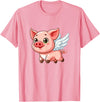 Cute Cartoon Pig Angel with Wings Halo Farmer T-Shirt - Pink