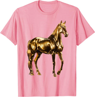 Gold Animal Design Horse Gold T-Shirt - Pink