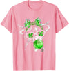 Funny St Patrick’s Day Shamrock Irish Cow Lover Coquette Highland Cow St Patrick’s Day Lucky Irish Cow Lover T-Shirt - Pink