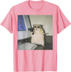 Cyber Hamster Meme Cringe Funny Animal Vintage Graphic Tee T-Shirt - Pink