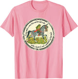 Brown County General Frog Went a Courtin Riding Horse with Sword Folk Tale T-Shirt - Pink