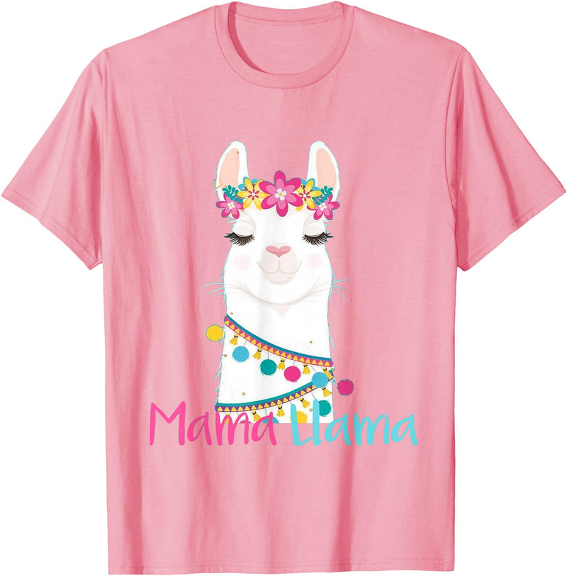 funny Mama Llama tshirt for mother's day Mama Llama Funny Mother's Day Shirt for Women Mom Love Llama T-Shirt - Pink