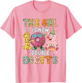 Farmer Birthday Costume Girl Costume 10 Double Digits Funny 10th Birthday Pig T-Shirt - Pink