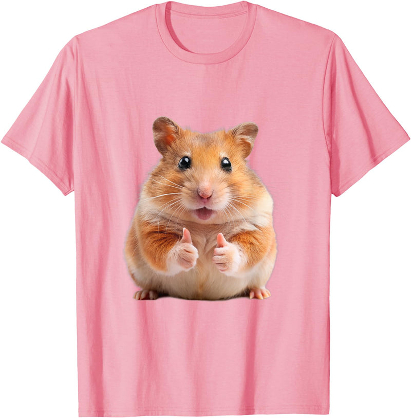 Funny Hamster with Thumbs Up T-Shirt - Pink