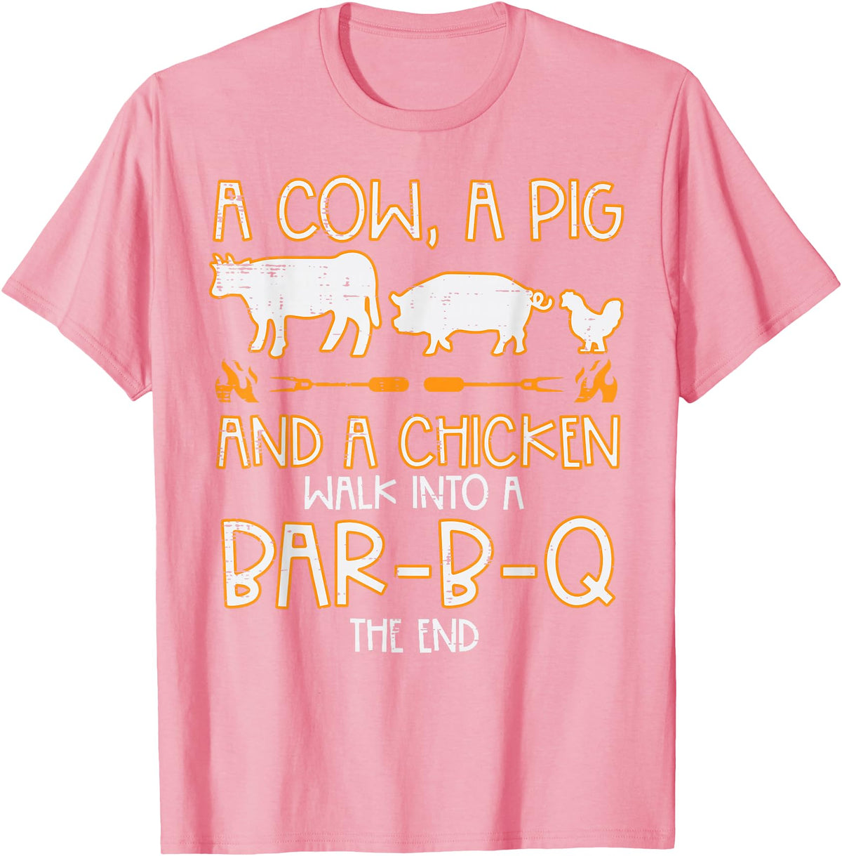 BBQ Barbecue Shirts Men Women Grilling Gifts Cow Pig Chicken Walk Bar B Q Bbq Barbecue Grilling Men Women T-Shirt - Pink