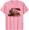 Spooky Summer Vibes retro summerween halloween Funny Skeleton Beach Halloween Resting Beach Face summerween T-Shirt - Pink