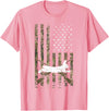 Rabbit Hunter Veteran US Flag Rabbit Hunting T-Shirt in Pink