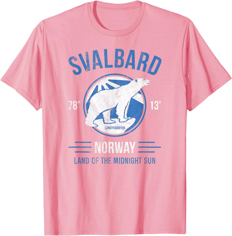 Svalbard T-Shirt Co. Svalbard Polar Bear T Shirt | Norway Northern Lights T-Shirt T-Shirt - Pink