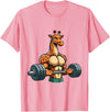 Giraffe Lovers Weightlifting Bodybuilder Gym Funny Giraffe Gym Weightlifting Fitness Workout Deadlift T-Shirt - Pink