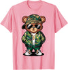 Magical and Funny Teddy Bear Gifts Hip Hop Teddy Bear Camouflage Rap Music T-Shirt - Pink