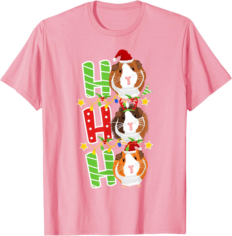 Cute Cavy Guinea Pig Clothes Accessories Piggie Santa Christmas Guinea Pig Lover Owner Stuff Piggy Cavy T-Shirt - Pink