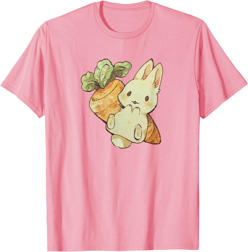 Cute Watercolor Kawaii Kids Girls Women Carrot Bunny Lover Hoodie in Pink