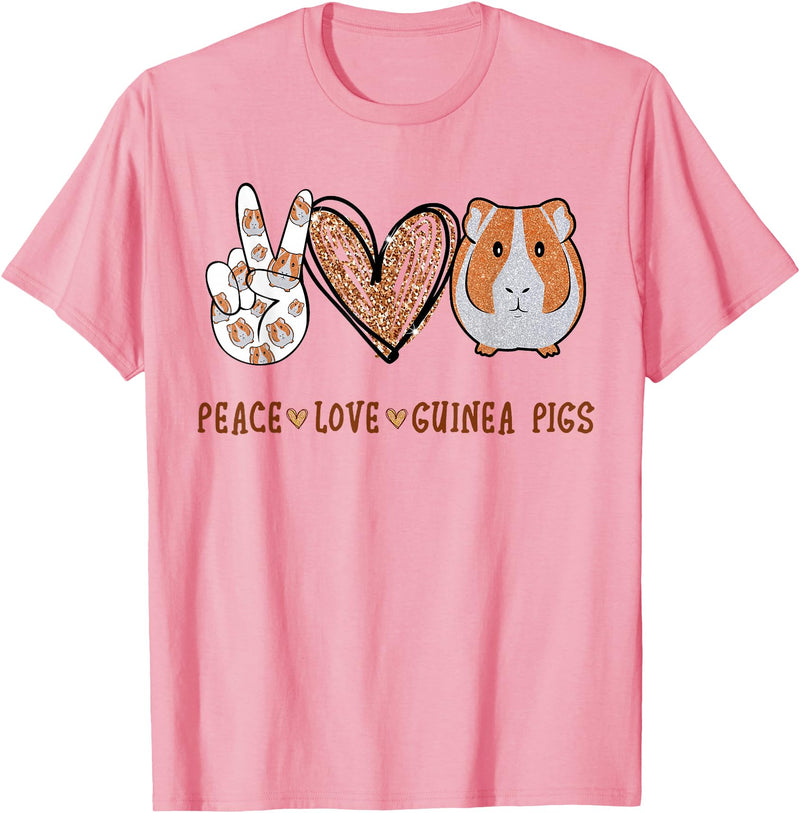 Peace love guinea pigs t -shir t Peace Love Guinea Pigs Gift for Guinea Pigs Lover T-Shirt Small - Pink