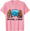 Funny Bear Attack Tips Camping Hiking Gifts Hey Look A Menu Funny Camping Camper Hiking Bear Outdoor T-Shirt - Pink