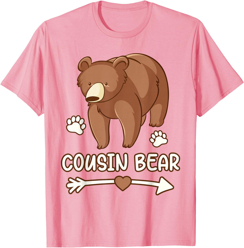 Cousin t-shirt bear, Cousin bear shirt boys cousin tee shirt bear, cousin bear tshirt for men T-Shirt - Pink