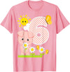Cute Piglets Pig Barn Farm Birthday Party Supplies Pig 6th Birthday Girl 6 Year Old Birthday Cute Piglet Bday T-Shirt - Pink