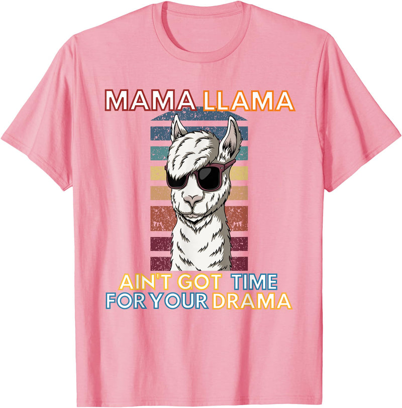 Mama Llama Designs Mama Llama Mom Funny Saying Cute Design For Men Women Kids T-Shirt - Pink